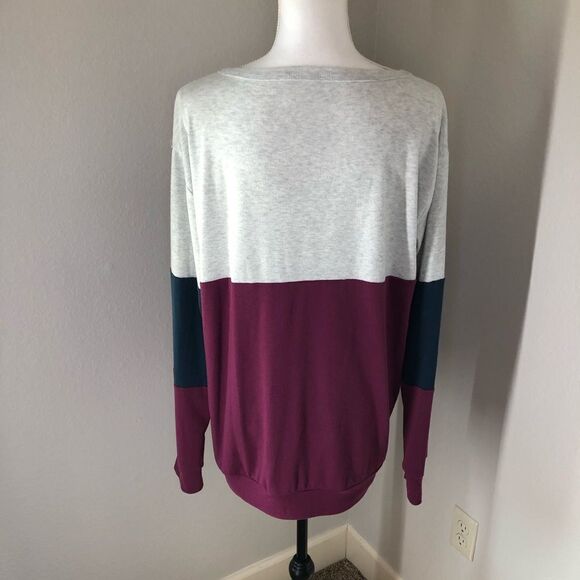 Maroon navy and gray long sleeve oversized top size XL - Picture 4 of 5